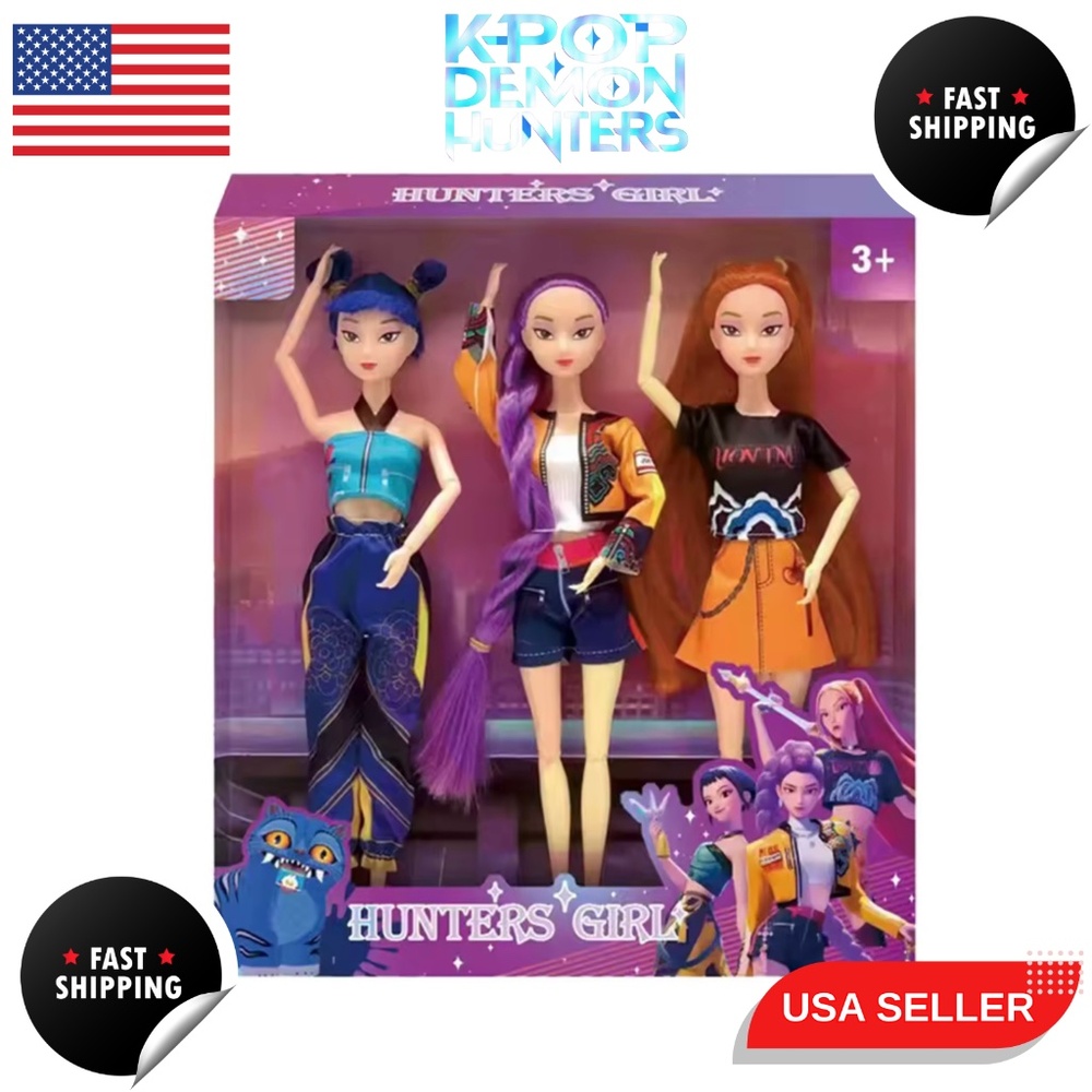 3PCS Kpop Demon Hunter Dolls Set Moveable 11.8" Figures USA Seller Fast Ship